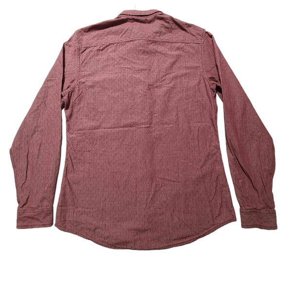 Armani Exchange Slim Fit Mens Medium Burgundy Red Long Sleeve Button Front Shirt - Picture 3 of 5